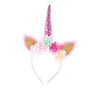 Nishine Bandeau de Corne de Licorne pour bébé Fille Fête d'anniversaire de Licorne Favoris Hollween Cosplay Tiara Bandeau de Cheveux de Licorne pour Femme(Rose)