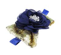 Nishine Boutique Bandeau pour bébé avec nœud à paillettes et fleurs Bleu marine