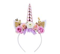 Nishine Diadème de licorne avec oreilles pailletées (rose et ivoire)