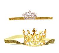 Nishine Lot de 2 serre-tête pour filles et serre-tête pour princesses Ensemble de serre-tête élastique pour tout-petits (doré)