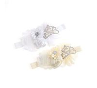 Nishine Lot de 2 serre-têtes de baptême extensibles en tissu pour bébé (Blanc/Ivoire)
