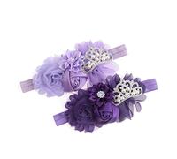 Nishine Lot de 2 serre-têtes de baptême extensibles en tissu pour bébé (Pourpre/Lilas)
