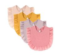 Nishine Lot de 4 Bavoirs en Mousseline Solide pour Bébé, Unisexes, Réglables en Coton pour Dentition et Alimentation, Rose, Taille Unique