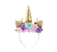 Nishine Serre-tête de licorne non tissé avec oreilles de chat et corne à paillettes pour cosplay, fournitures de fête (doré, turquoise)