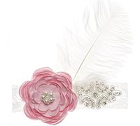 Nishine Serre-tête en dentelle avec fleurs en strass pour petite fille - Bandeau élastique pour nouveau-né - Rose