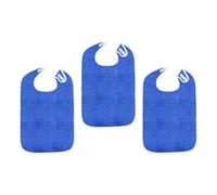 Nishiyuenyi 3 Pièces Bavoirs Adultes Serviettes Réutilisables Ajustables Imperméables Éponge avec Fermeture Adaptées à Femmes Hommes Personnes Âgées Lors des, Bleu