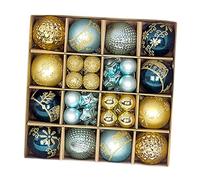 Nishiyuenyi 44 pièces de décorations à Suspendre pour Sapin de Noël, Boules de Noël, pendentifs à Breloques, Or Bleu