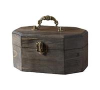 Nishiyuenyi Boîte à Bijoux Boîte à Souvenirs Contenant Décoratif Coffret à Babioles en Bois avec Poignée Florale Adaptée pour La Décoration de Coiffeuse et, Gris