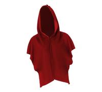 Nishiyuenyi Cape Hooded Gothique Sorcière Mage Costume Médiéval Polyester Linen Léger Confortable Adapté pour Cosplay Spectacles Fêtes, Rouge