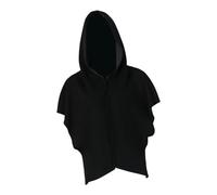 Nishiyuenyi Cape Hooded Gothique Sorcière Mage Costume Médiéval Polyester Linen Léger Confortable Adapté pour Cosplay Spectacles Fêtes, Noir