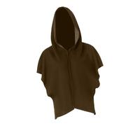 Nishiyuenyi Cape Hooded Gothique Sorcière Mage Costume Médiéval Polyester Linen Léger Confortable Adapté pour Cosplay Spectacles Fêtes, Brun