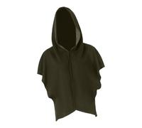 Nishiyuenyi Cape Hooded Gothique Sorcière Mage Costume Médiéval Polyester Linen Léger Confortable Adapté pour Cosplay Spectacles Fêtes, Vert Foncé