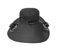 Nishiyuenyi Chapeau de Pêche avec Système de Ventilation Solaire et Deux Ventilateurs pour Hommes et Femmes, Noir