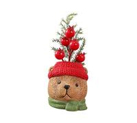 Nishiyuenyi Christmas Figurine Ornement Décoratif Centre de Noël Plante Artificielle Arrangement Floral Statuette Cartoon Résine PP Adaptée pour Bureau Salon Cham, Ours