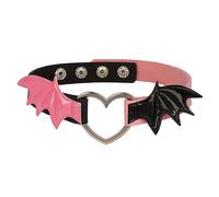 Nishiyuenyi Collier Ras du Cou Style Steampunk, Accessoire de Costume, Bijou, Chaîne de Clavicule Diable en Cuir PU, Chaîne pour Boîte de Nuit, Anniversaire, Rose Noir