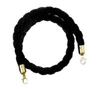 Nishiyuenyi Corde de Barrière Torsadée de Sécurité Nylon Crochet Chrome Fonction Guidage Adaptée aux Banques Hôtels Aéroports et Espaces Publics, 2m noir