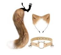 Nishiyuenyi Cosplay Costume Set Oreilles Fantaisie Queue Peluche Diadème Cerceau Cheveux Headdress Matériel Doux Adapté Aux Soirées Déguisées Halloween Enfants Ad, Brun