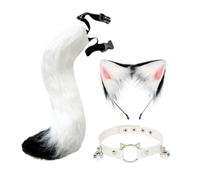 Nishiyuenyi Cosplay Costume Set Oreilles Fantaisie Queue Peluche Diadème Cerceau Cheveux Headdress Matériel Doux Adapté Aux Soirées Déguisées Halloween Enfants Ad, Blanc