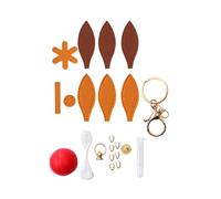 Nishiyuenyi DIY Kit de Fabrication Porte-clés Ballon Chaud Pendentif en Cuir PU Prédécoupé avec Fil et Accessoires pour Adapté Aux Cadeaux Décor, Brun et Khaki