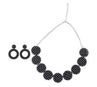 Nishiyuenyi Ensemble Boucles d'oreilles et Collier Style Années 50, Boucles d'oreilles Pendantes Blanches et Noires à Pois, Idéal pour La Saint-Valentin, Noir
