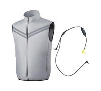Nishiyuenyi Gilet rafraîchissant avec Ventilateur en Polyester pour la Course, Le Camping et Le Travail, Gris 2XL