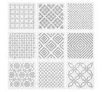 Nishiyuenyi Lot de 4 Pochoirs de Broderie - Guide de Motifs - Gabarit PET - Modèle de Conception avec Formes Géométriques Imbriquées - Convient Aux Débutants Comm, 2 pièces