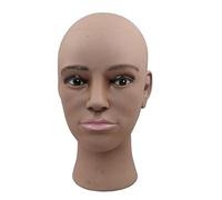 Nishiyuenyi Mannequin Tête Modèle Femme Réaliste Support Maquillage Coiffure Accessoire Présentation PVC Souple Recommandé pour Formation Coiffeur Présentation Bi, Foncé Café