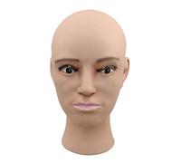Nishiyuenyi Mannequin Tête Modèle Femme Réaliste Support Maquillage Coiffure Accessoire Présentation PVC Souple Recommandé pour Formation Coiffeur Présentation Bi, Café léger