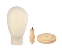 Nishiyuenyi Mannequin Tête Présentoir Perruque Support Modèle Faceless Bois Tissu Base Résistante Ergonomique Installation Simple pour Salon Professionnels Maison, piètement grain de bois