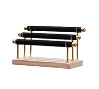 Nishiyuenyi Présentoir à Bagues avec Support en Bois Étagère à Bijoux Multifonctionnelle Organisateur de Rangement Détachable Design Éponge Adapté à la Maison, Noir 3 Couches