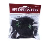 Nishiyuenyi Toiles d'araignées Extensibles pour Halloween Toiles d'araignées Super Pratiques Toiles d'araignées Super Extensibles avec 2 Fausses araignées, Noir