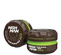NISHMAN Cire coiffante 08 – Effet mat, tenue puissante – Parfum fruité – 150 g