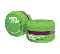 NISHMAN Cire de Coiffage pour Hommes 05 - Kératine 150g - Parfum de Fruits des Bois - Fini Brillant Naturel - Tenue Forte - Gel pour Cheveux Aqua Wax - Contrôle et Définition Longue Durée