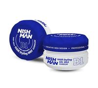 NISHMAN Gel Cire Aqua pour Hommes B1 - Gumgum 150g - Parfum Bubblegum - Fini Brillant Naturel - Tenue Ultra Forte - Contrôle et Définition Longue Durée