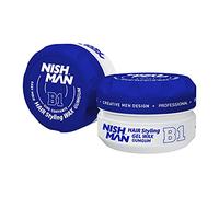 NISHMAN Gel Cire Aqua pour Hommes B1 - Gumgum 150g - Parfum Bubblegum - Fini Brillant Naturel - Tenue Ultra Forte - Contrôle et Définition Longue Durée