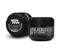 NISHMAN Gel Noir Couverture Blanche 300ml - Solution Instantanée pour Cacher les Cheveux Blancs et Gris avec une Couleur Noire Intense pour un Aspect Naturel
