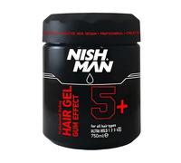 NISHMAN Ultra Strong Gum Effect Gel Coiffant 5+ 750ml - Fixation Extra Forte, Coiffage Flexible et Brillance Longue Durée pour un Contrôle Parfait des Cheveux et un Look Puissant