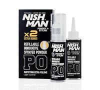 NISHMAN Poudre Coiffante P0 - Sprayed Powder 20g + Refill 20g - Boost Maximal de Volume et Texture - Poudre Coiffante Parfaite pour Fixation Flexible et Finition Mate