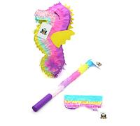 Nislai Ensemble piñata hippocampe | Pour fête d'anniversaire | Cadeau fille | Décoration | (mini) 40 x 20 x 10 cm avec bâton et masque