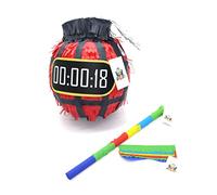 Nislai® Kit piñata bombe | Idéal pour la fête d'anniversaire garçon | Pinata anniversaire | Cadeau d'anniversaire ou comme décoration | Couleur au choix : vert, rouge, bleu, argent (rouge)