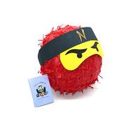 Nislai® Ninja Piñata | idéal pour la fête Ninja | Cadeau d'anniversaire | Pinata d'anniversaire | Couleur au Choix: Vert, Noir, Bleu, Rouge (Rouge)