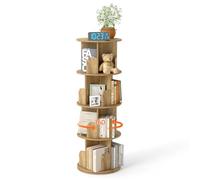 Nisorpa Bibliothèque rotative à 360 °, à 4 étages, en bois massif, couleur chêne, pour enfants, pour salon, chambre d'enfant, bureau