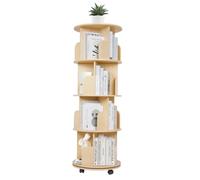 Nisorpa Bibliothèque rotative Bibliothèque rotative à 4 niveaux avec roulettes Étagère à livres rotative à 360 ° Bibliothèque d'angle haute Étagères à livres sur pied Étagère à livres tournante pour s