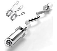 Nisorpa Curl Bar Barre de triceps 86,4 cm 129 cm Barre de courbure olympique pour triceps en chrome massif avec colliers à ressort, barre d'entraînement pour triceps pour squats, shrugs, barre de courbure pour disques de 2,5 à 5,1 cm