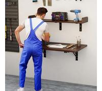 Nisorpa Établi mural pliable de 81,3 cm, table de travail pliable robuste avec étagères, bureau pliable pour économiser de l'espace pour atelier, garage