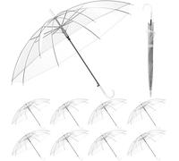 Nisorpa Lot de 10 parapluies transparents pour mariage, 94 cm, dôme transparent blanc avec poignée semi-automatique, pour femme, homme, mariée, demoiselle d'honneur, Blanc/transparent, L