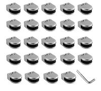 Nisorpa Lot de 24 pinces à verre en acier inoxydable de 6 à 8 mm - Supports de fixation réglables à l'arrière plat - Pour balustrade, escalier, main courante, fenêtre, argenté