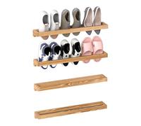 Nisorpa Lot de 4 étagères à chaussures murales rustiques en bois brûlé 76,2 cm pour placard, vestiaire, entrée, peut contenir 12 paires