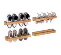Nisorpa Lot de 4 étagères à chaussures murales rustiques en bois brûlé de 50,8 cm pour placard, vestiaire, entrée, peut contenir 8 paires