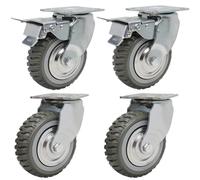 Nisorpa Lot de 4 Roues Roulettes Pivotantes pour Charges Lourdes de 150 mm avec Frein Rotatif à 360° en Caoutchouc Plein Charge Maximale 1000 kg (2 Roulettes Pivotantes, 2 Roulettes de Frein)